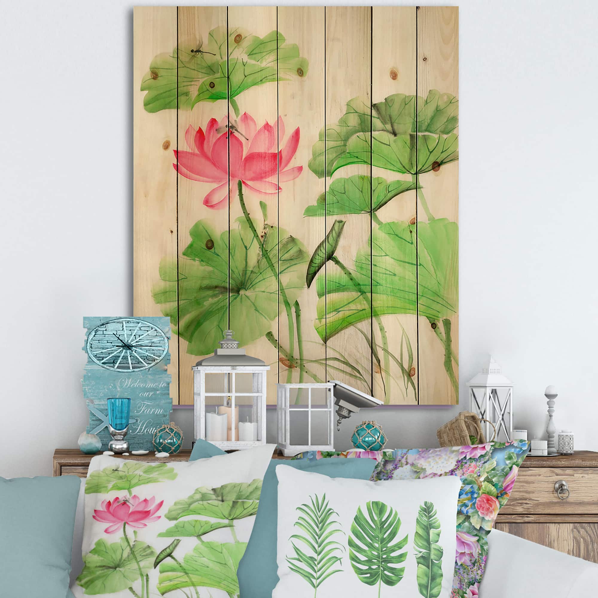 Designart - Lotus and Dragonfly